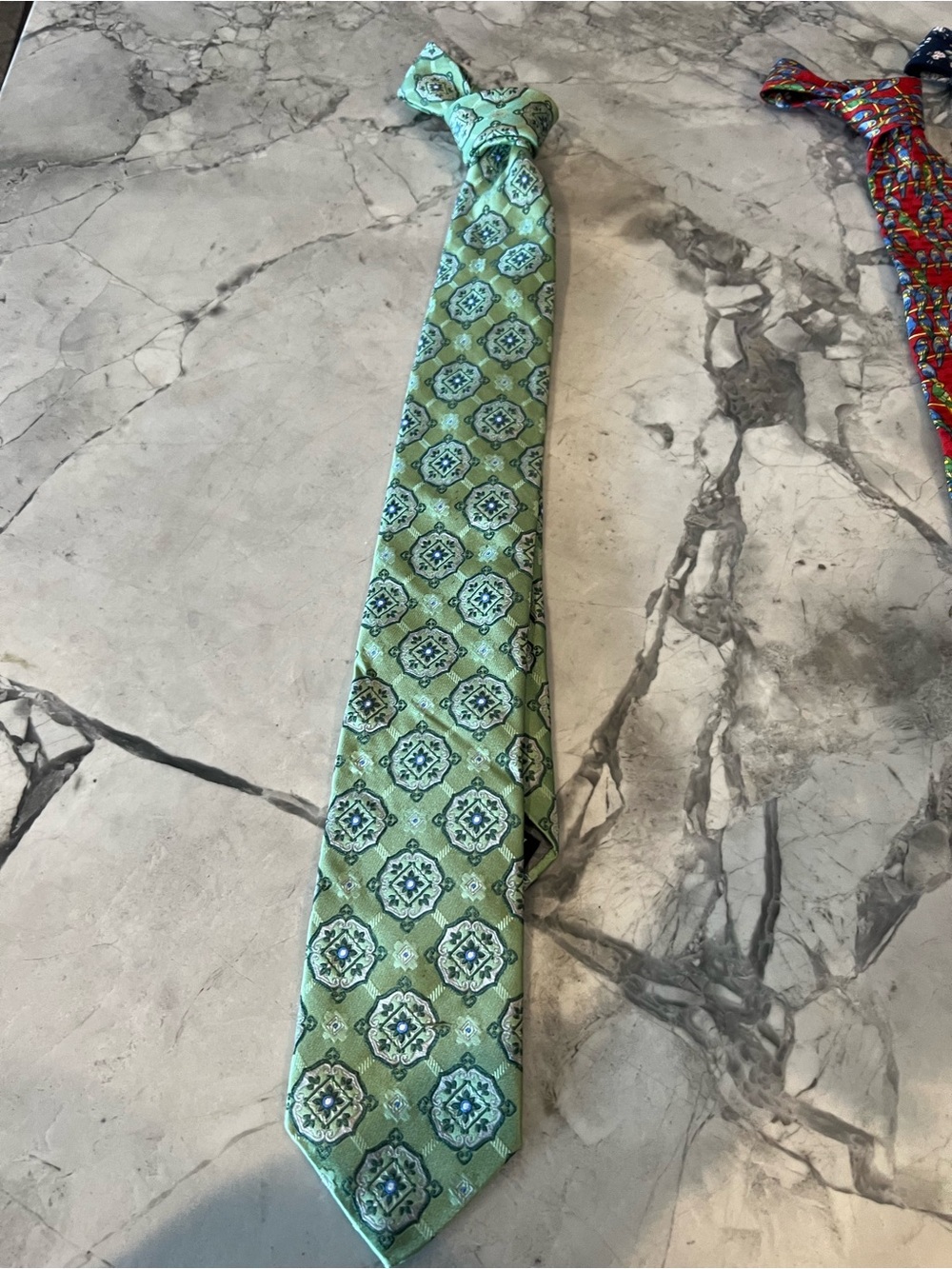 Robert Talbott, Nordstrom silk tie green medallion geometric necktie